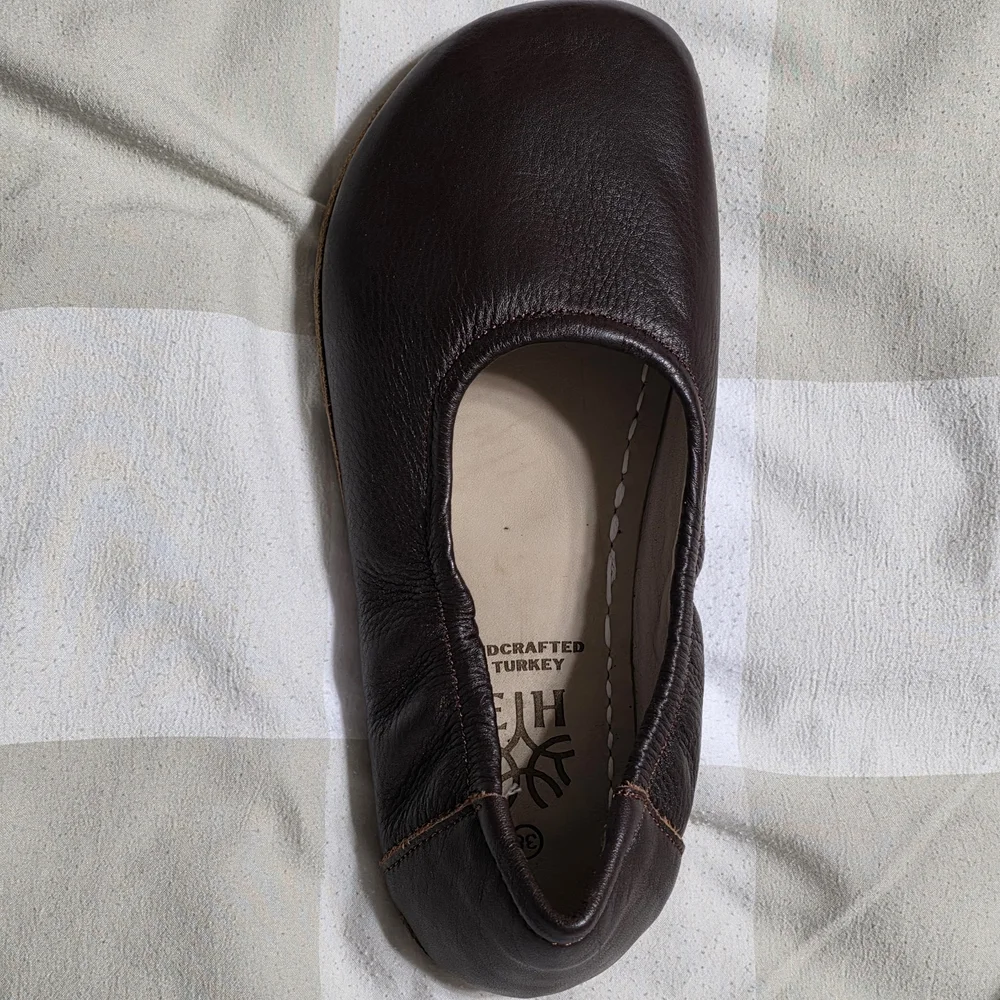 Earthing Harmony Elegant Brown Leather "Grounding" Ballet Flats - Picture 14 of 15